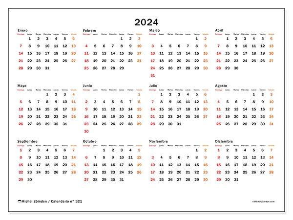 Calendario n.° 32 para imprimir para 2024
