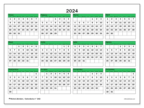 Calendario n.° 342 para imprimir para 2024