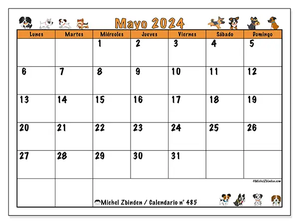 Calendario para imprimir n° 485, mayo de 2024