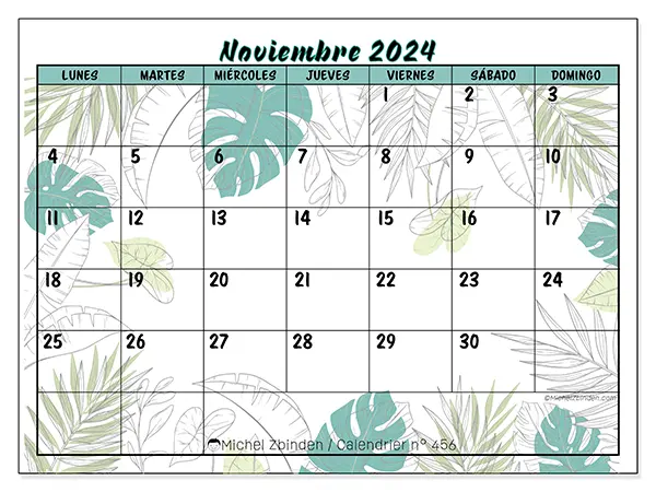 Calendario para imprimir n° 456, noviembre de 2024