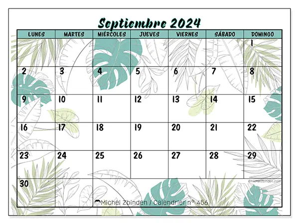 Calendario para imprimir n° 456, septiembre de 2024