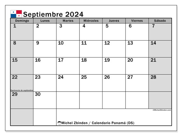 Kalender september 2024, Panama (ES). Gratis journal for utskrift.