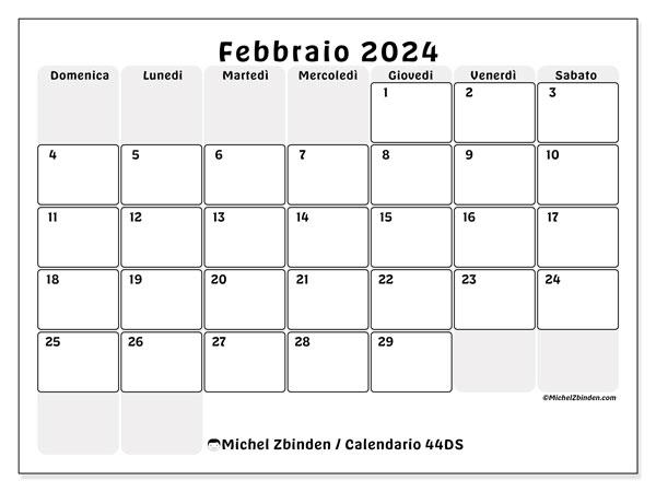 Calendario da stampare, febbraio 2024, 44DS