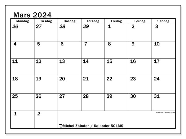 Kalender for utskrift 501
