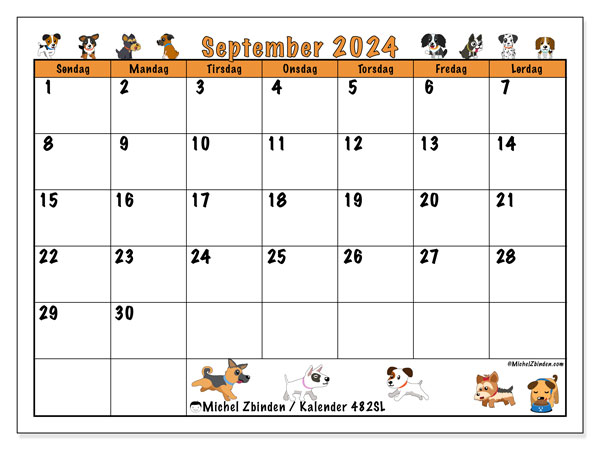 Kalender september 2024, 482SL. Gratis plan for utskrift.