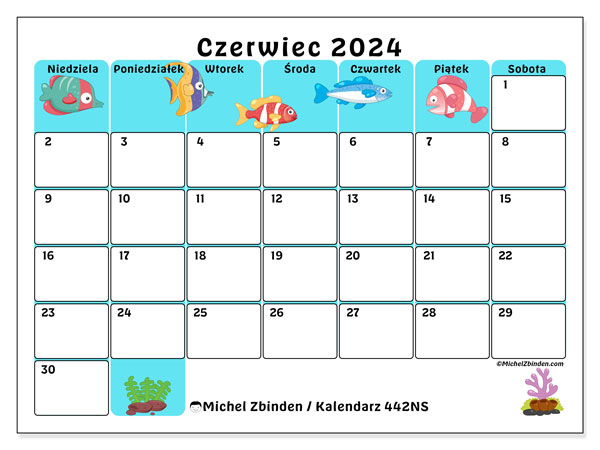 Kalendarz czerwiec 2024, 442NS, gotowe do druku i darmowe.