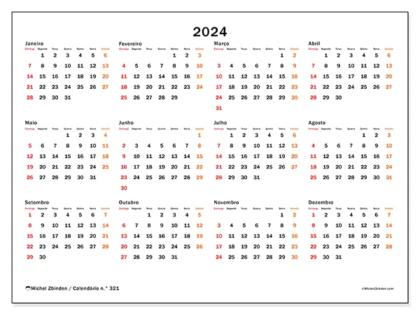 Calendário n.° 32 gratuito para imprimir, 2024. Semana:  