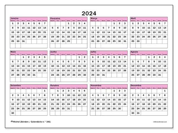 Calendário para imprimir n.° 341, 2024