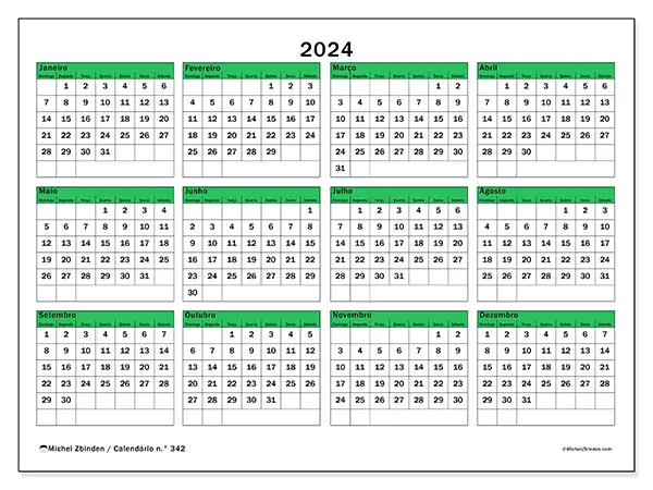 Calendário para imprimir n.° 342, 2024