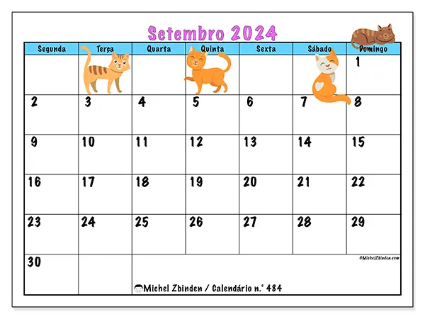 Calendário para imprimir n° 484, setembro de 2024