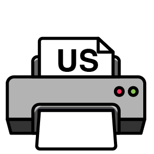 Illustration of a printer with Letter US paper