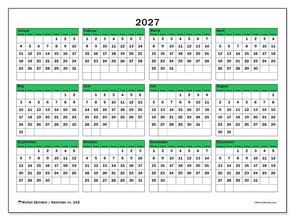 Årskalender 2027 til udskrivning - Håb for fremtiden