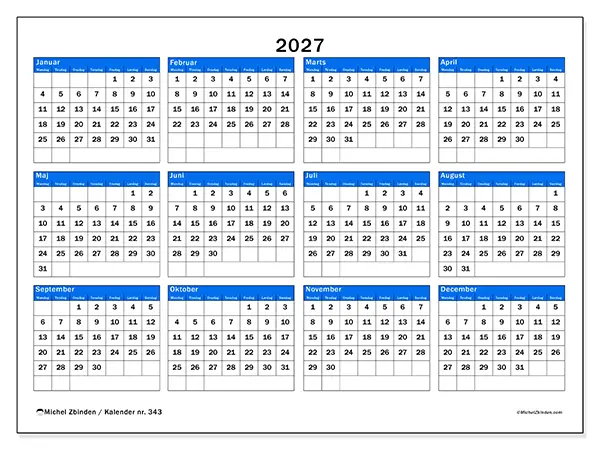 Årskalender 2027 til udskrivning - Strategisk overblik