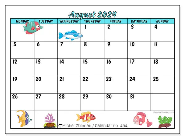 Printable calendar no. 454, August 2024