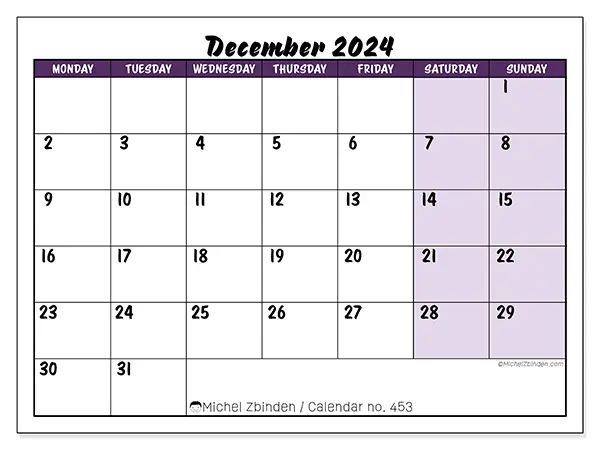 Calendar December 2024 453MS