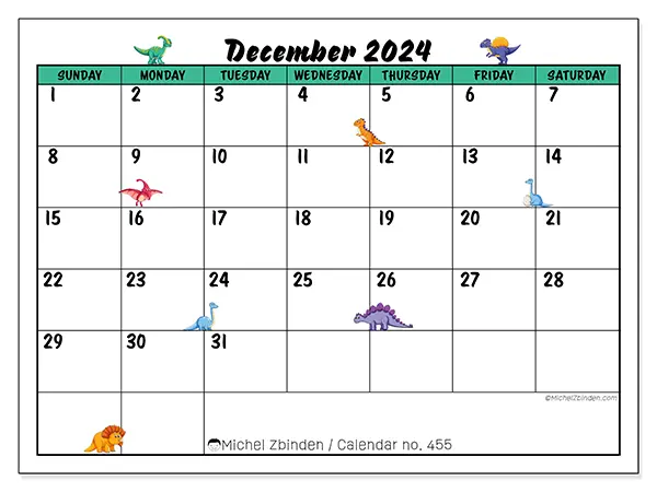 Printable calendar no. 455, December 2024
