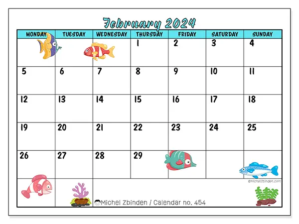 Free printable calendar n° 454, February 2025. Week:  Monday to Sunday