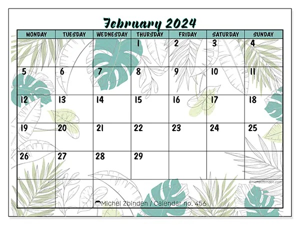 Free printable calendar n° 456, February 2025. Week:  Monday to Sunday