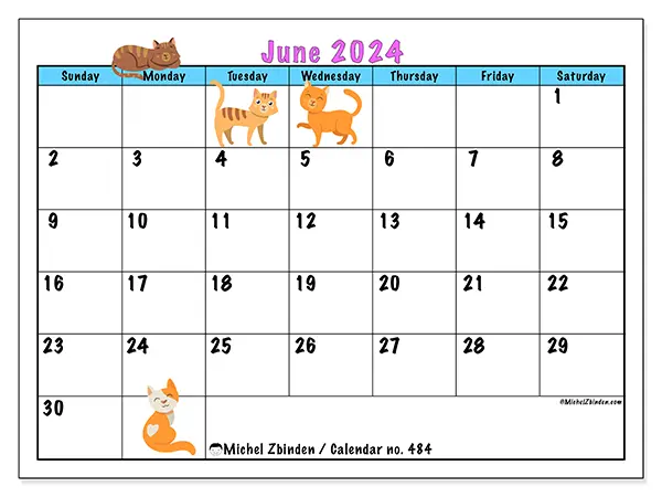 Printable calendar no. 484, June 2024