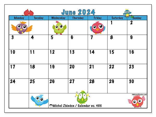 Printable calendar no. 486, June 2024