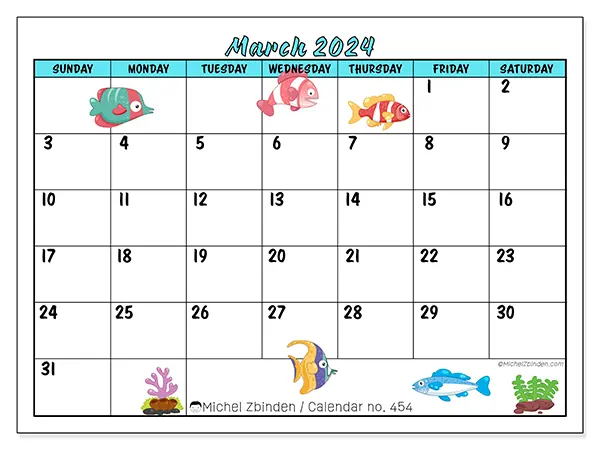 Printable calendar no. 454, March 2024