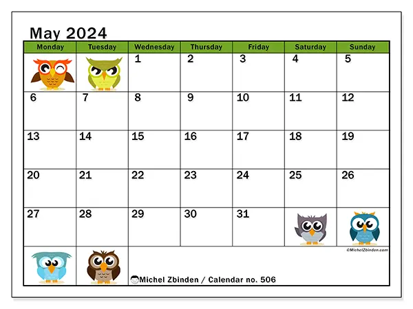 Printable calendar no. 506, May 2024