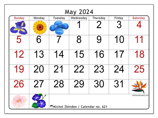 Printable calendar no. 621, May 2024