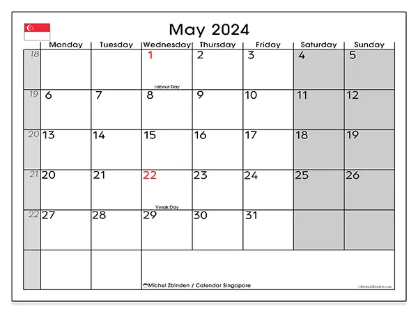 Printable calendar singapore, May 2024