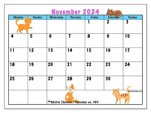 Printable calendar no. 484, November 2024