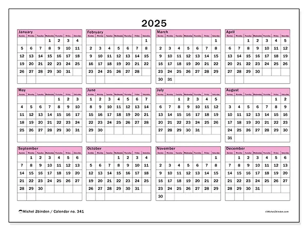 Free printable calendar no. 341, 2025. Week:  