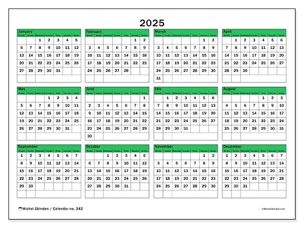 Free printable calendar no. 342, 2025. Week:  