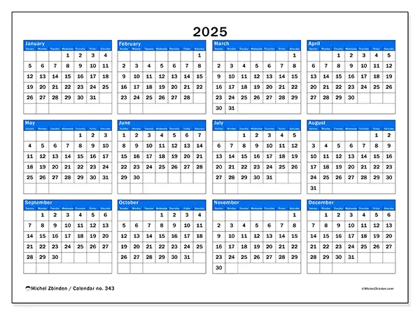 Free printable calendar no. 343, 2025. Week:  