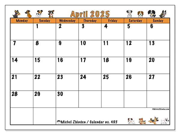 Calendar April 2025 485MS