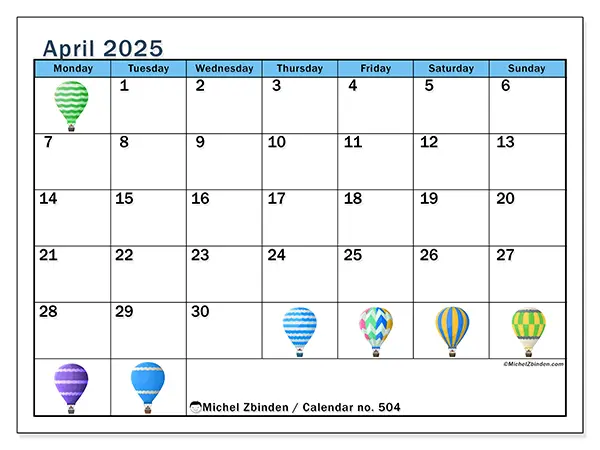 Calendar April 2025 504MS
