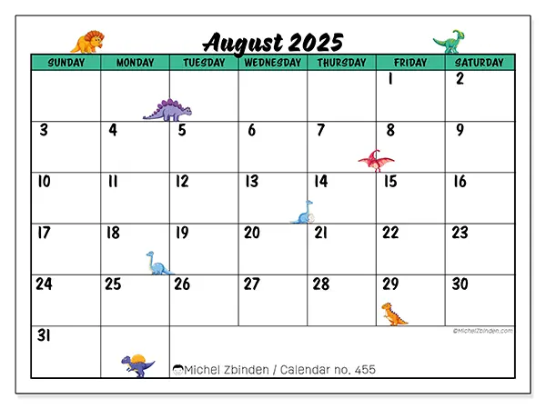 calendar-august-2025-the-dinosaurs-n-455-michel-zbinden-en
