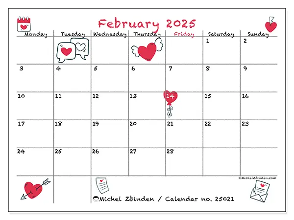 February 2025 Days Calendar
