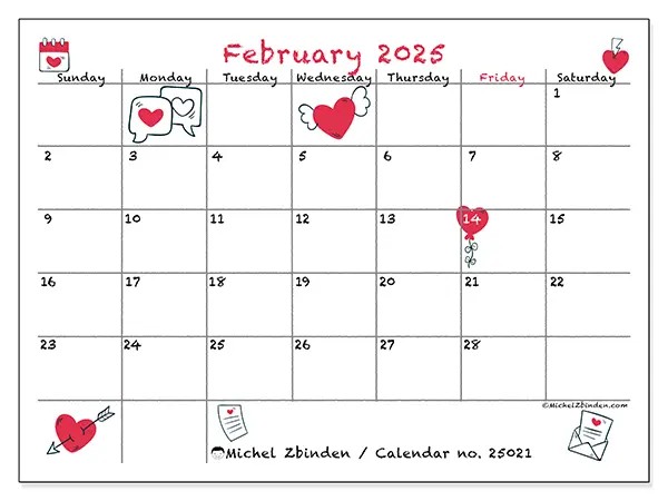 February Calendar Days 2025