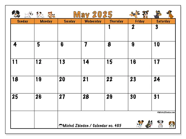 Calendar May 2025 485SS