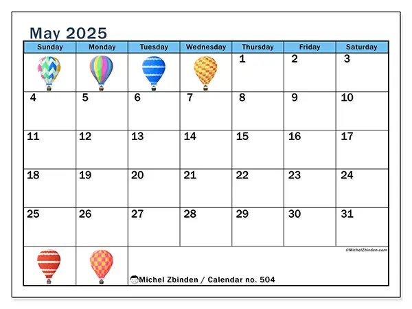 Calendar May 2025 504SS