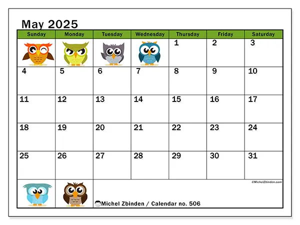 Calendar May 2025 506SS