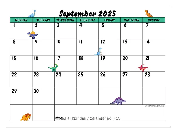 calendar-september-2025-the-dinosaurs-n-455-michel-zbinden-en