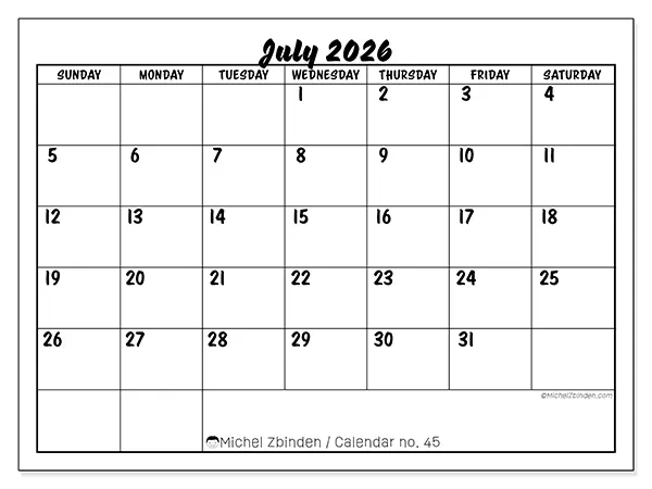Printable July 2026 calendar - Academic success - Week: Sunday to Saturday