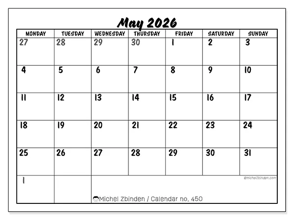 May 2026 Calendar - Michel Zbinden EN