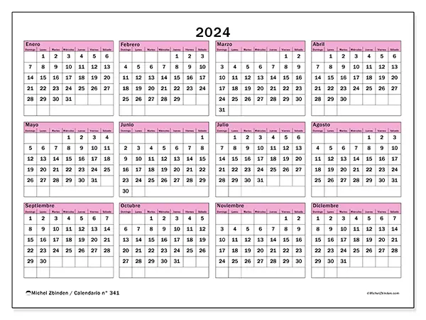 Calendario para imprimir n° 341, 2024