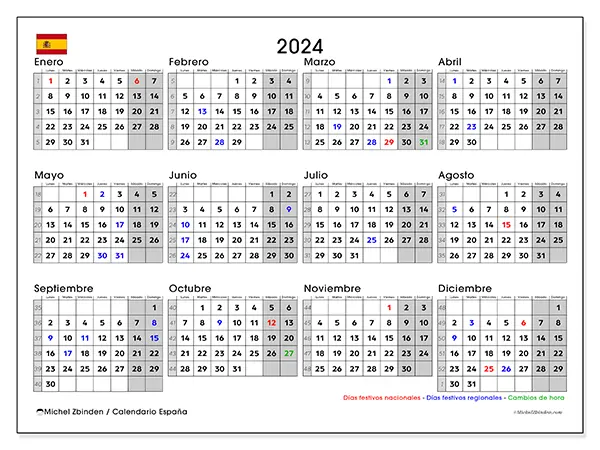 Calendario para imprimir España, 2024