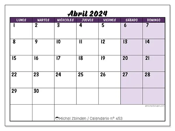 Calendario abril 2024 453LD
