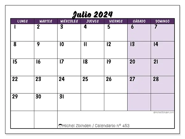 Calendario julio 2024 453LD