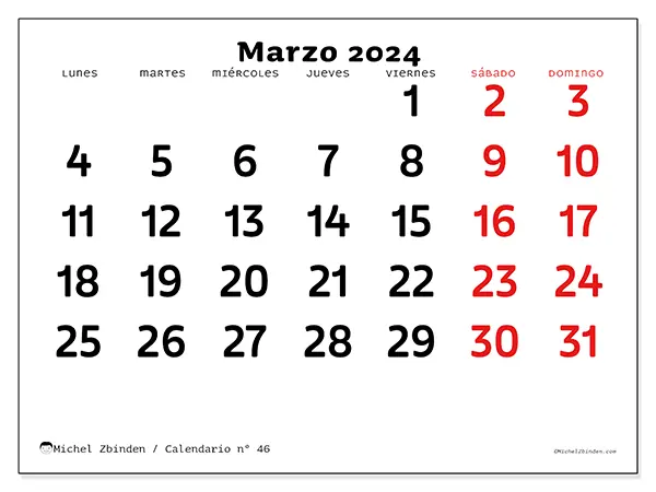 Calendario marzo 2024 46LD
