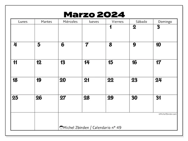 Calendario marzo 2024 49LD