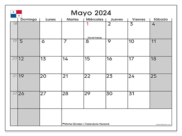 Calendario Panamá para imprimir gratis de mayo de 2024. Semana: De domingo a sábado.